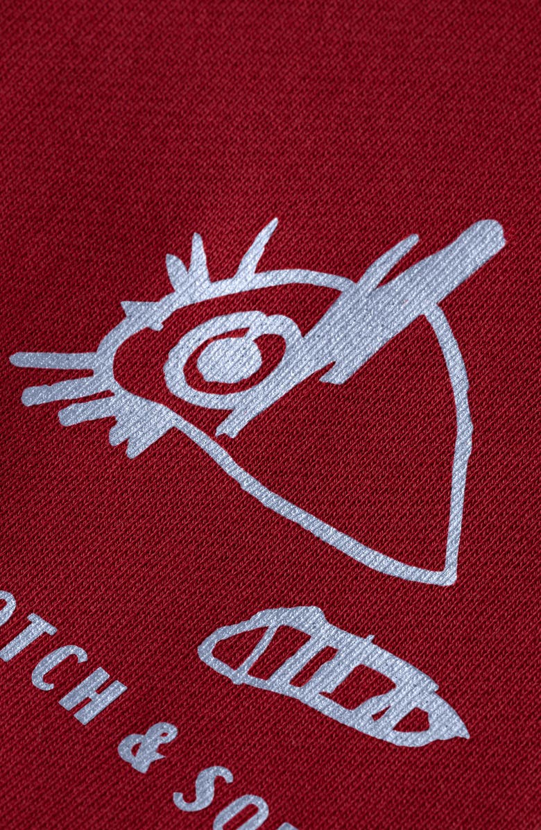 Scotch & Soda Regular Fit Front & Back Art Pullover Hoodie, Alternate, color, Roadside Red