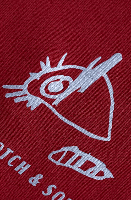 Scotch & Soda Regular Fit Front & Back Art Pullover Hoodie In Red