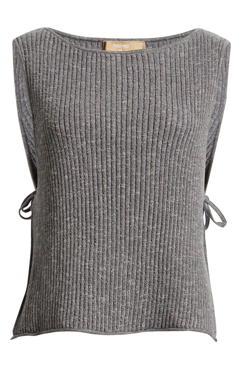 Free People Lizzie Rib Side Tie Sleeveless Cotton & Linen Blend Sweater, Alternate, color, Smoked Pearls Combo