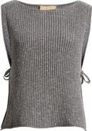 Free People Lizzie Rib Side Tie Sleeveless Cotton & Linen Blend Sweater