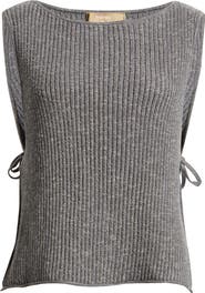 Free People Lizzie Rib Side Tie Sleeveless Cotton & Linen Blend Sweater