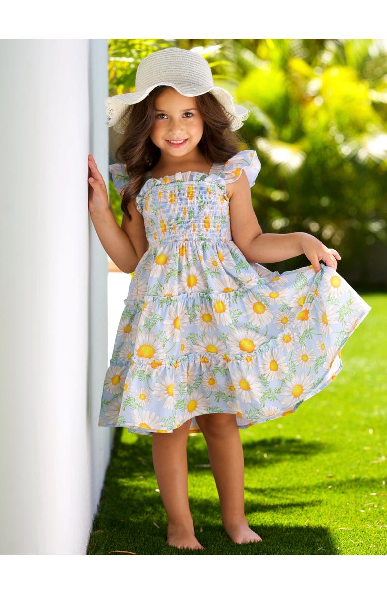Mia Belle Girls Girls Daisy Delight Smocked Tiered Dress, Alternate, color, Blue