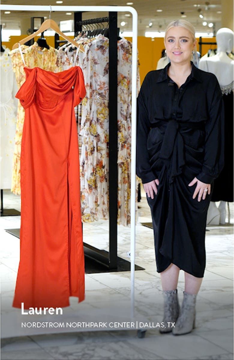 Exquisite Stunner Off the Shoulder Satin Gown, sales video thumbnail