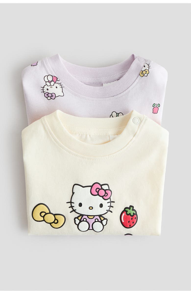 H&M 2-pack printed cotton t-shirts, Alternate, color, Light Purple/Hello Kitty