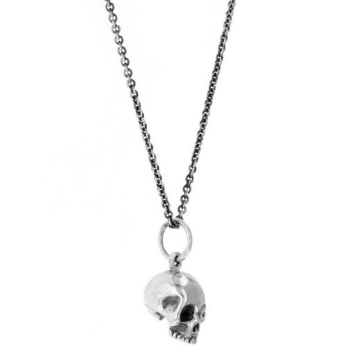 KING BABY STUDIO KING BABY STUDIO SKULL PENDANT ON MICRO ROLO CHAIN