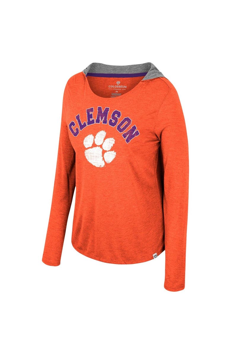 COLOSSEUM Women's Colosseum  Orange Clemson Tigers Distressed Heather Long Sleeve Hoodie T-Shirt, Alternate, color, 