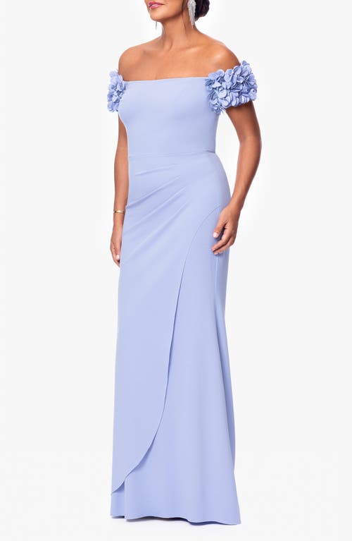 Xscape Evenings Ruffle Scuba Gown In Periwinkle