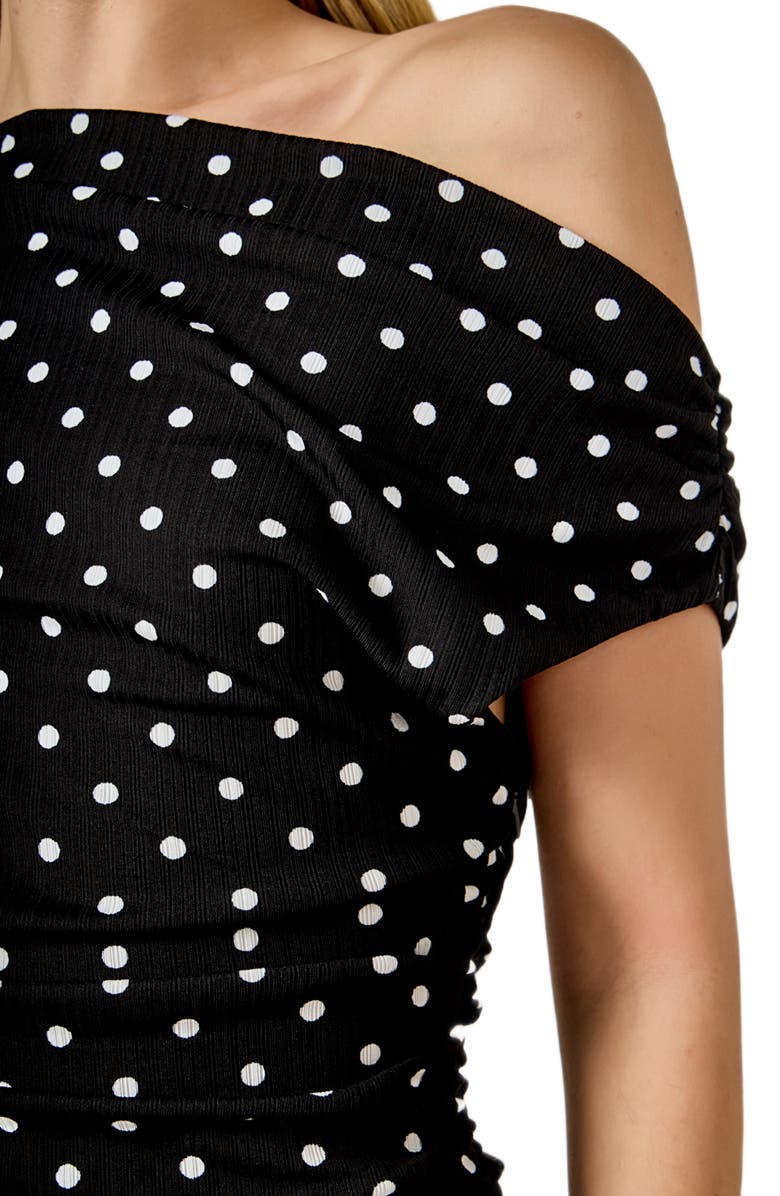 Endless Rose Polka Dot One-Shoulder Top, Alternate, color, Black/ White