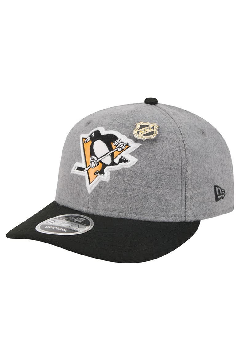 Men's New Era  Gray/Black Pittsburgh Penguins Wool Pin Low Profile 9FIFTY Snapback Hat, Alternate, color, Gray