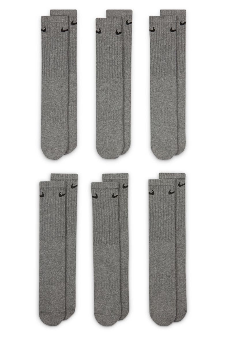 Everyday Crush Crew Socks - Pack of 6, Main, color, CARBON HEATHER/BLACK
