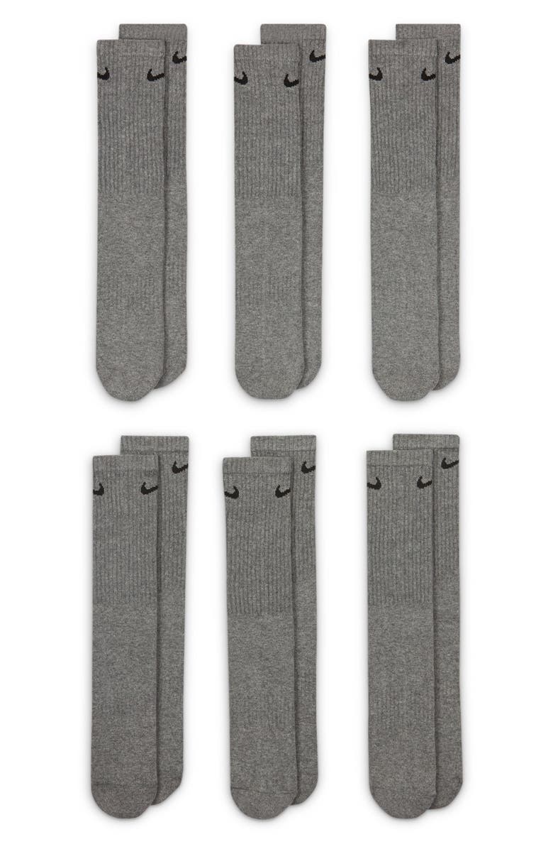 Nike Everyday Crush Crew Socks - Pack of 6, Main, color, Carbon Heather/Black