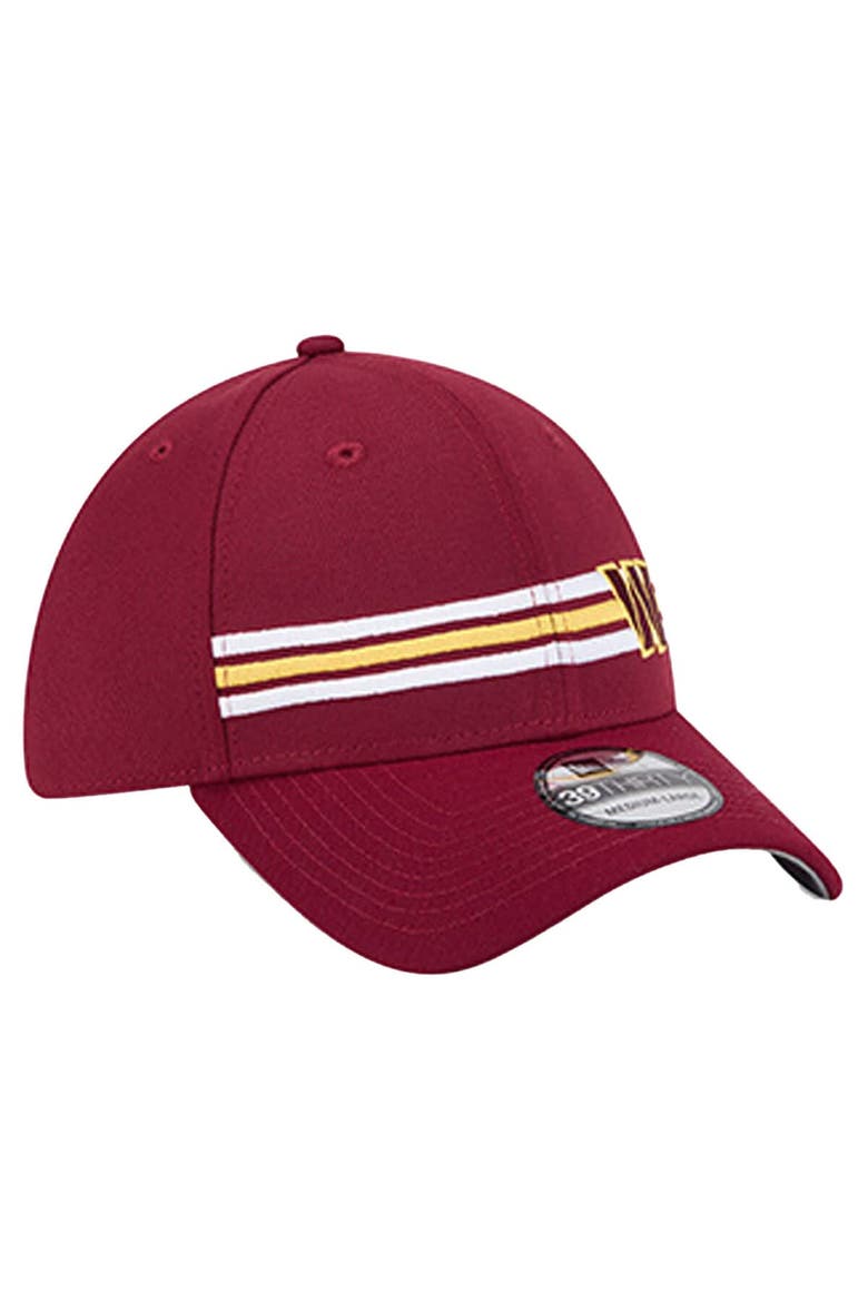 Men's New Era Burgundy Washington Commanders Stripes 39THIRTY Flex Hat, Alternate, color, Burgundy