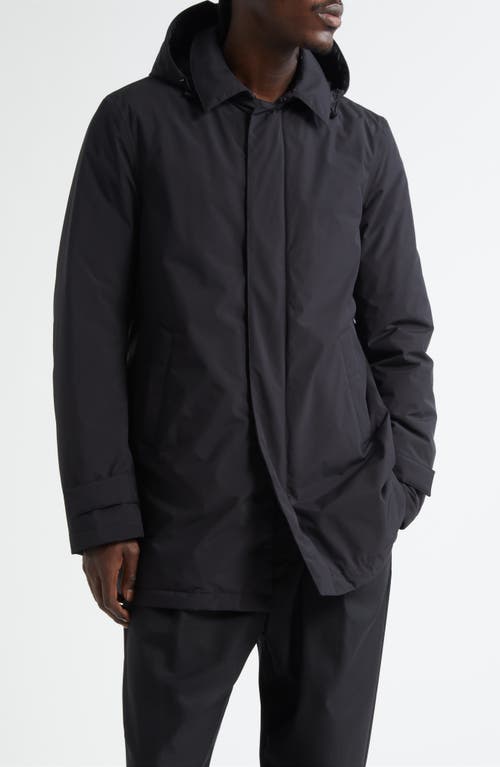 Herno Functional Wardrobe Waterproof Hooded Raincoat In Black