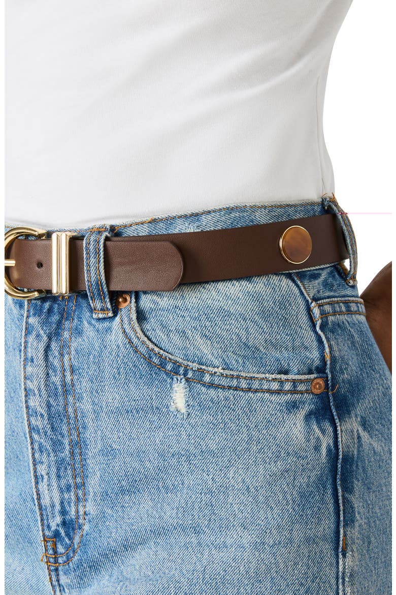 Dome Stud Faux Leather Belt, Alternate, color, CHOCOLATE