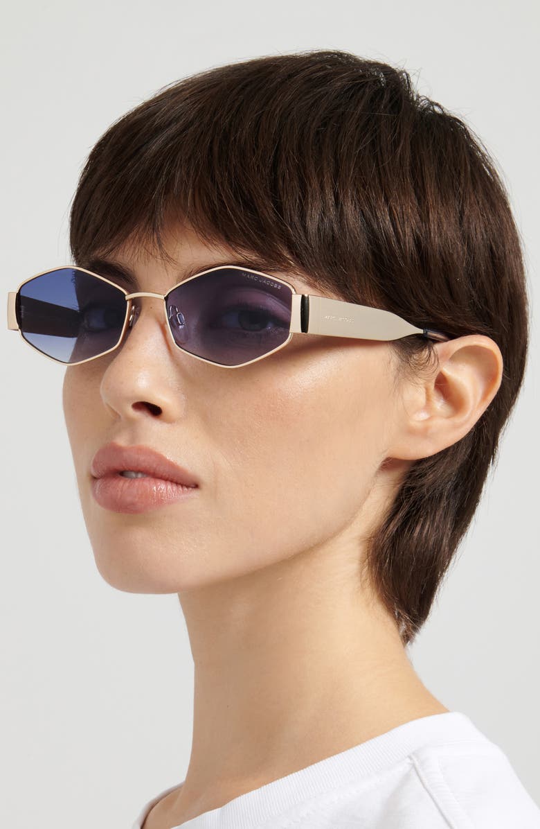 Marc Jacobs 55mm Geometric Sunglasses, Alternate, color, Gold Blue/ Dark Blue Sf