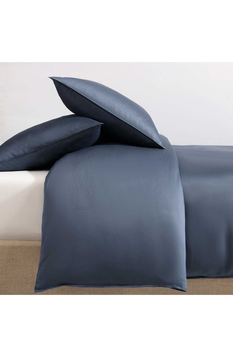 Calvin Klein Organic Earth Cotton Sateen Duvet Cover & Shams Set, Alternate, color, Dark Blue