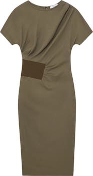 Reiss Etta Rib Detail Drape Dress