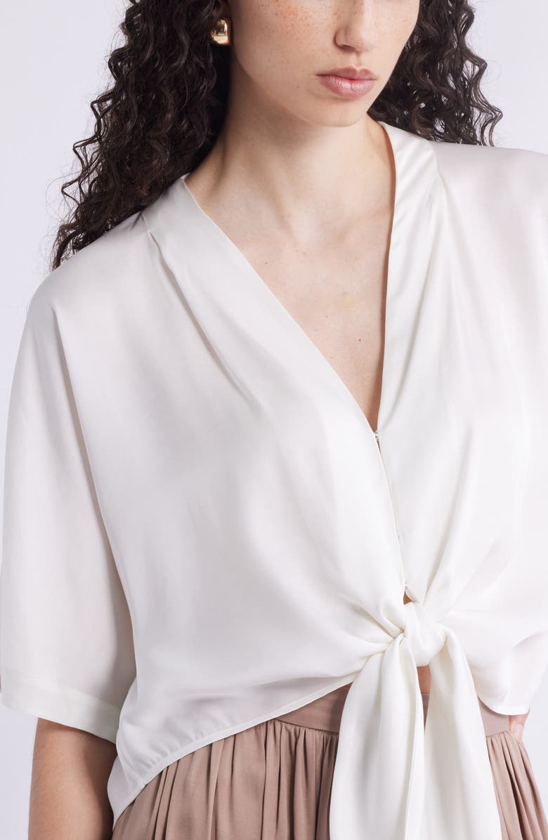 Nordstrom Tie Front Crop Top, Alternate, color, Ivory Tofu