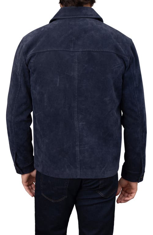 Bagatelle Faux Nubuck Trucker Jacket In Navy