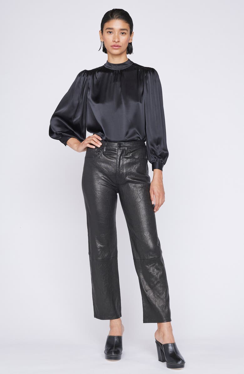 FRAME Mock Neck Silk Blouse, Alternate, color, 