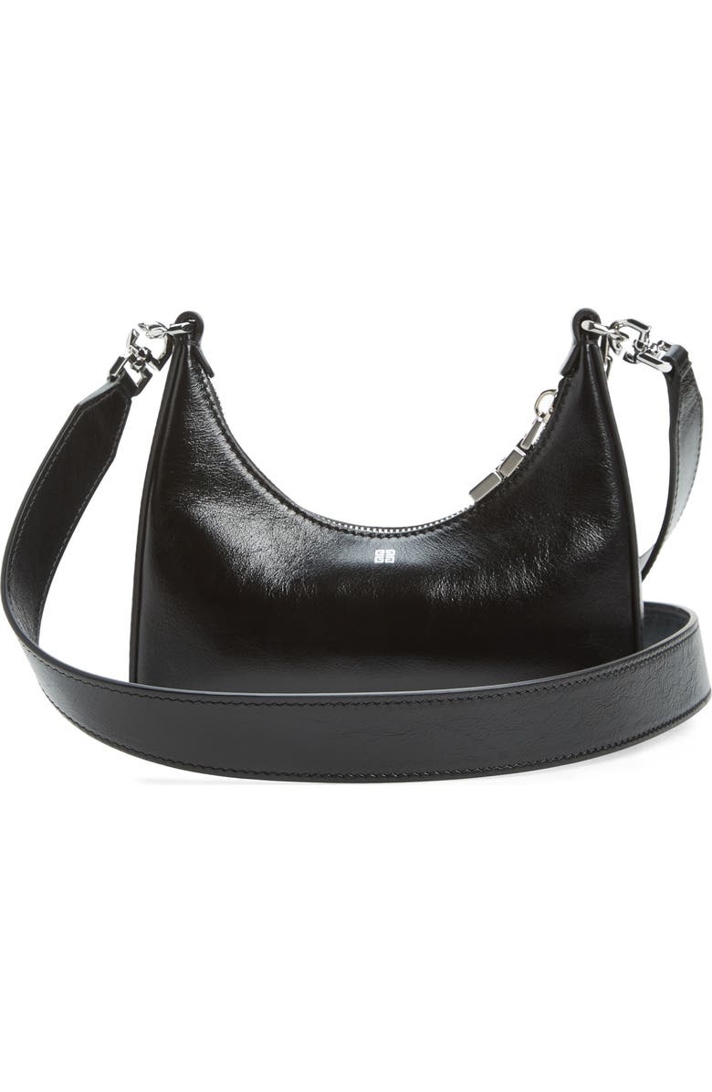 Givenchy Mini Moon Cutout Calfskin Leather Hobo Bag, Alternate, color,