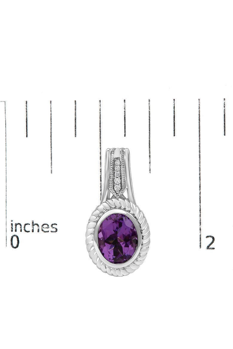 Sterling Silver Oval Purple Amethyst and Diamond Accent Rope Design Drop Earrings, Alternate, color, Silver