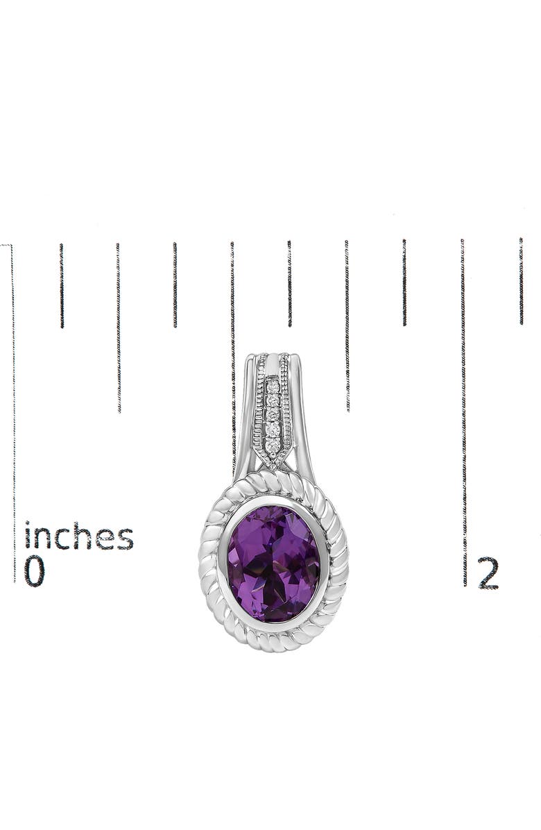 Haus of Brilliance Sterling Silver Oval Purple Amethyst and Diamond Accent Rope Design Drop Earrings, Alternate, color, Silver