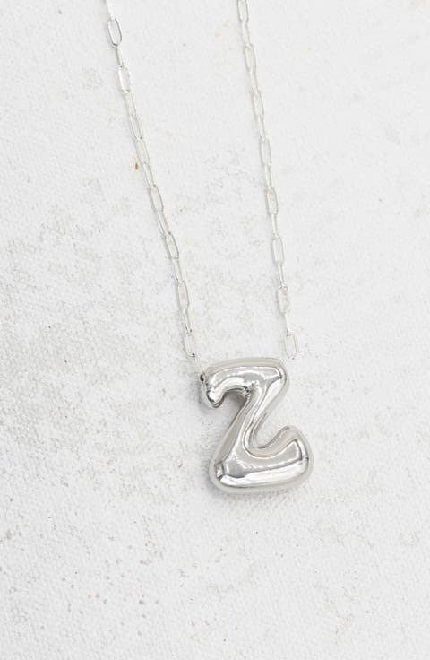 Small Paperclip Necklace with Silver Letter Charm