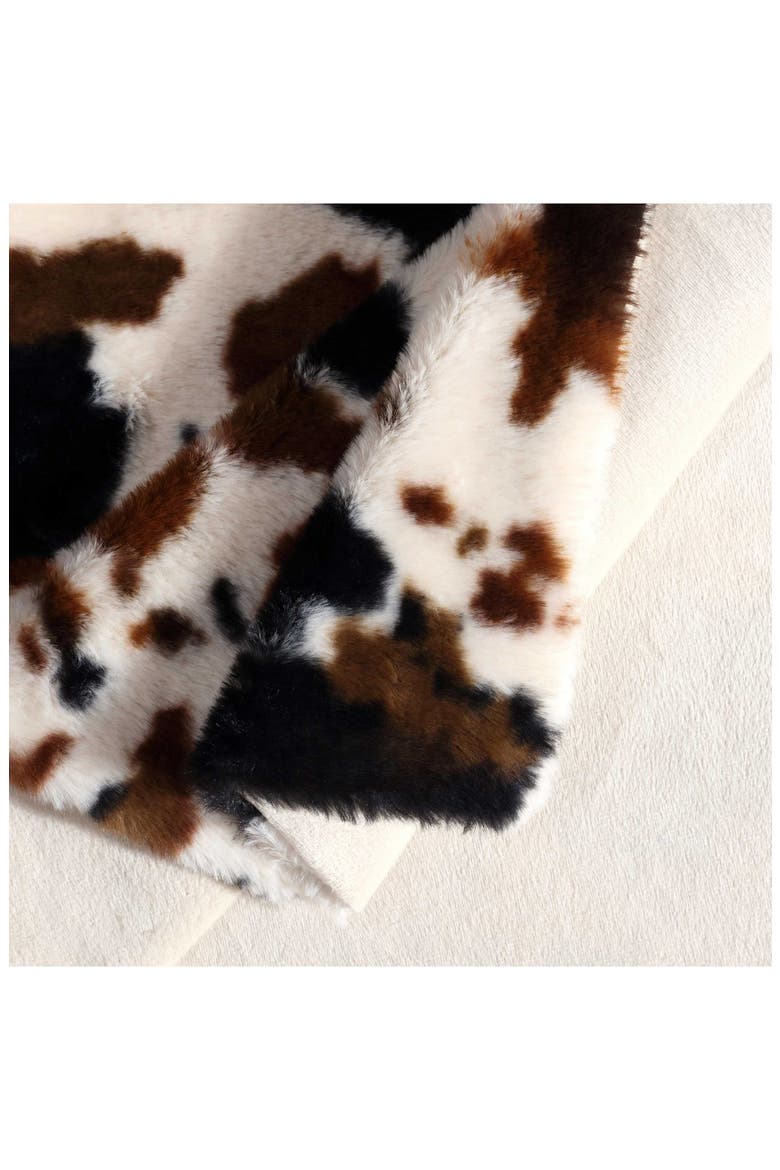Spotted Cow Print Faux Fur Throw Blanket, Alternate, color, MEDIUM/DARK BROWN