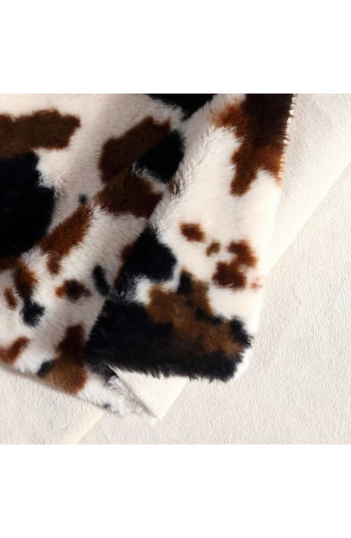 Wrangler Spotted Cow Print Faux Fur Throw Blanket In Multi