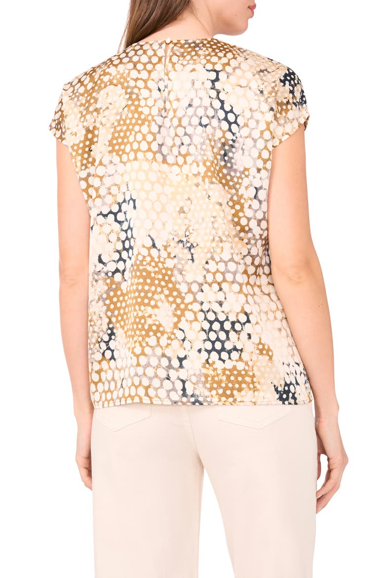 Print Cap Sleeve Top, Alternate, color, TOBACCO BROWN