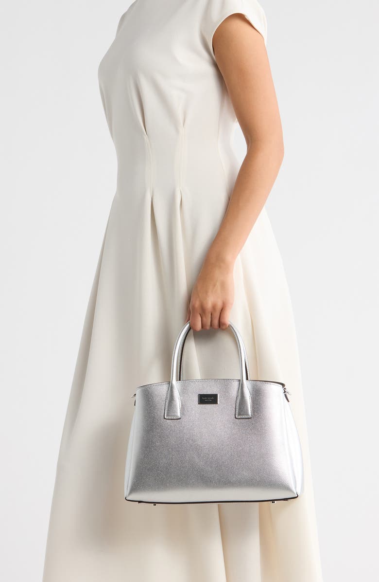 Kate Spade New York serena metallic top handle bag, Alternate, color, Silver