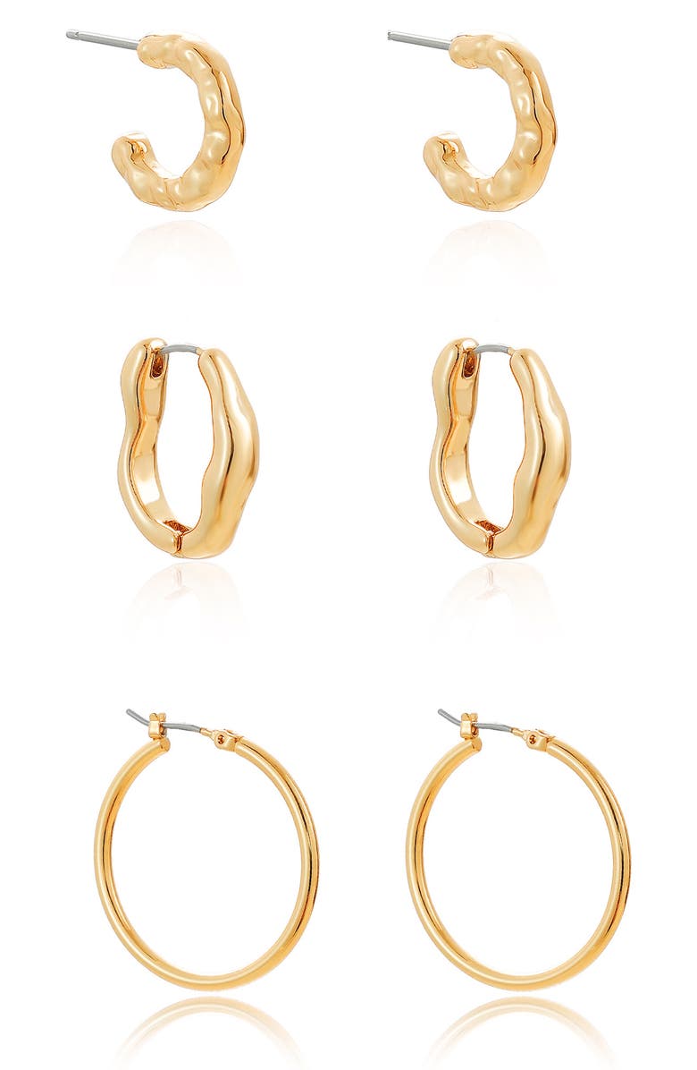 Ettika Set of 3 Hoop Earring Set, Alternate, color, Gold