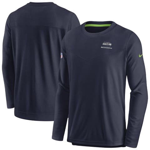 Men's Nike College Navy Seattle Seahawks Sideline Lockup Performance Long Sleeve T-Shirt