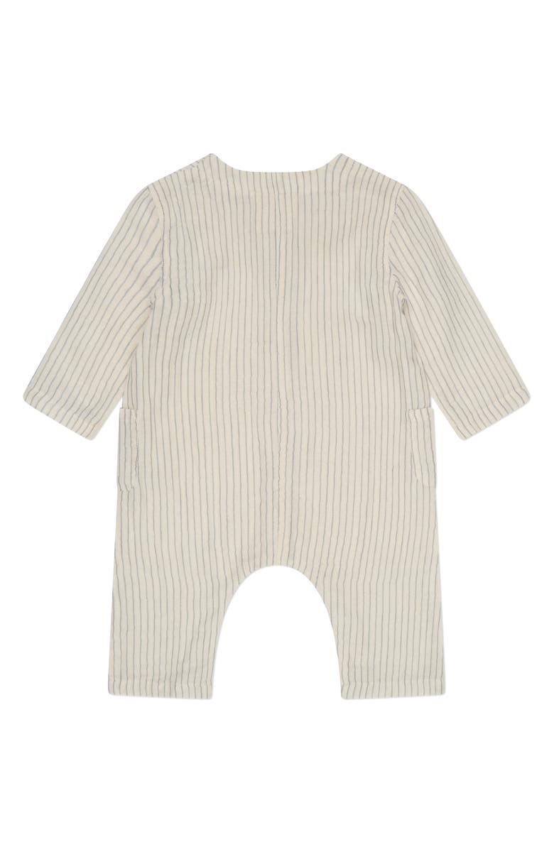 MORI Organic Cotton Muslin Romper, Alternate, color, Blue Stripe