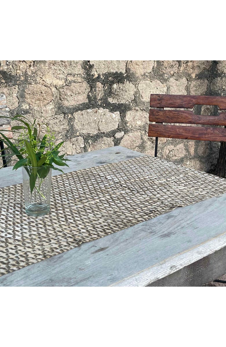Ichcha Boho Block Print Table Runner, Alternate, color, Beige