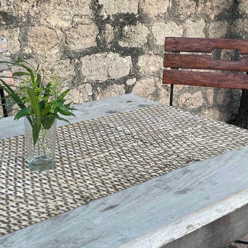 Ichcha Boho Block Print Table Runner In Sand
