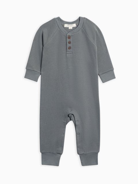 Crosby Waffle Knit Henley Romper (Baby)