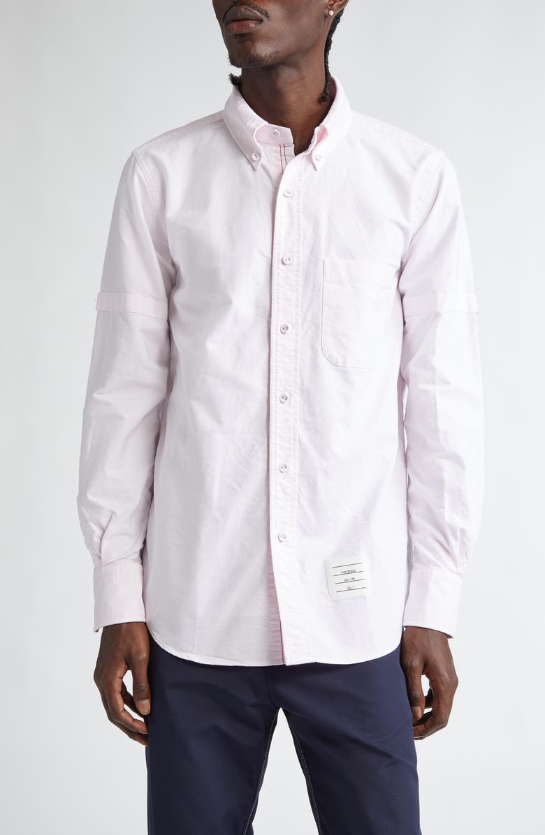 Thom Browne Straight Fit Cotton Oxford Button-Down Shirt, Main, color, Light Pink