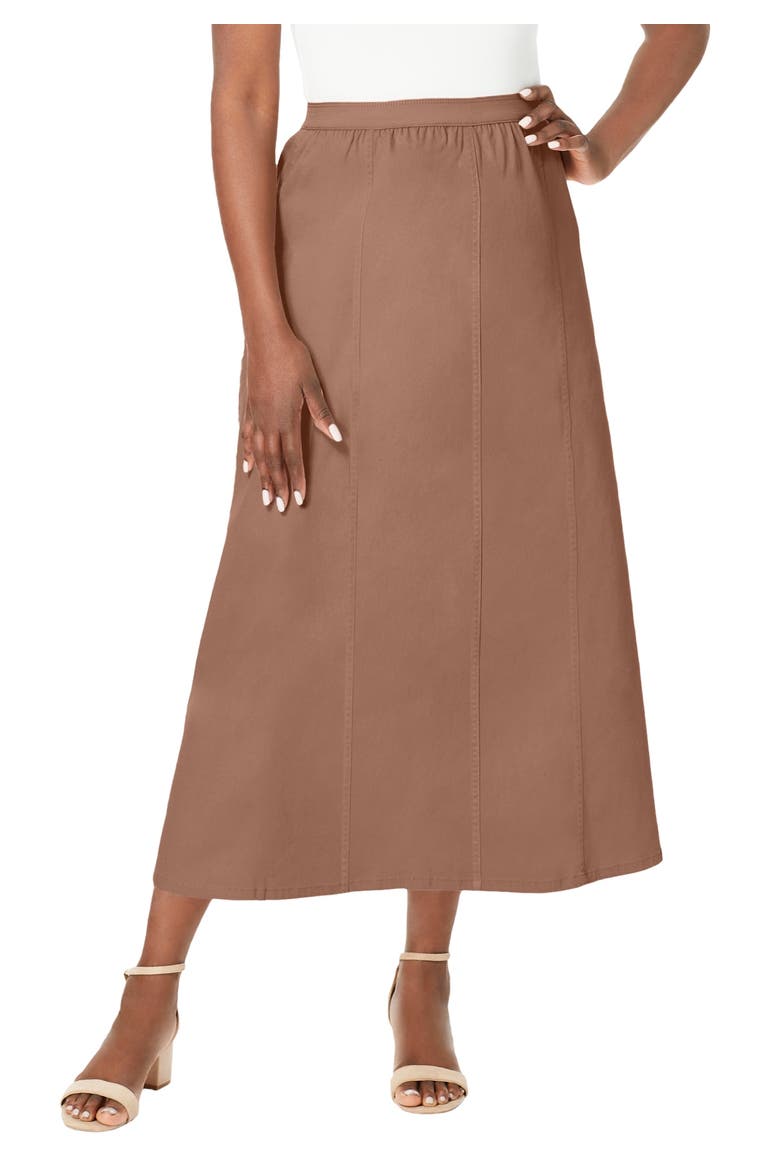 Stretch Denim Jegging Skirt, Main, color, CREAMY MOCHA