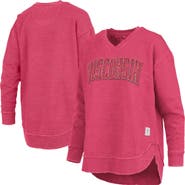 PRESSBOX Women's Pressbox Red Wisconsin Badgers Westin Poncho V-Neck Pullover Sweatshirt
