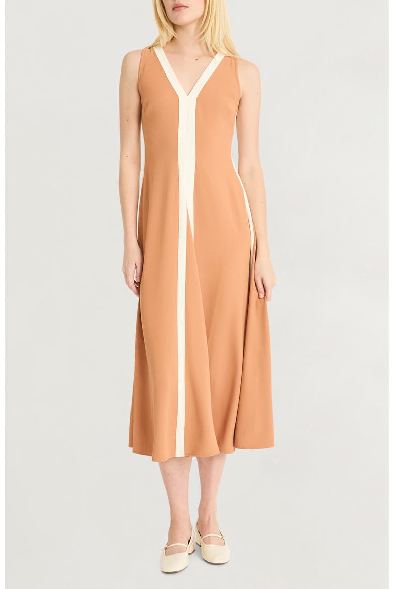 Stripe V-Neck Maxi Dress, Main, color, HAZEL