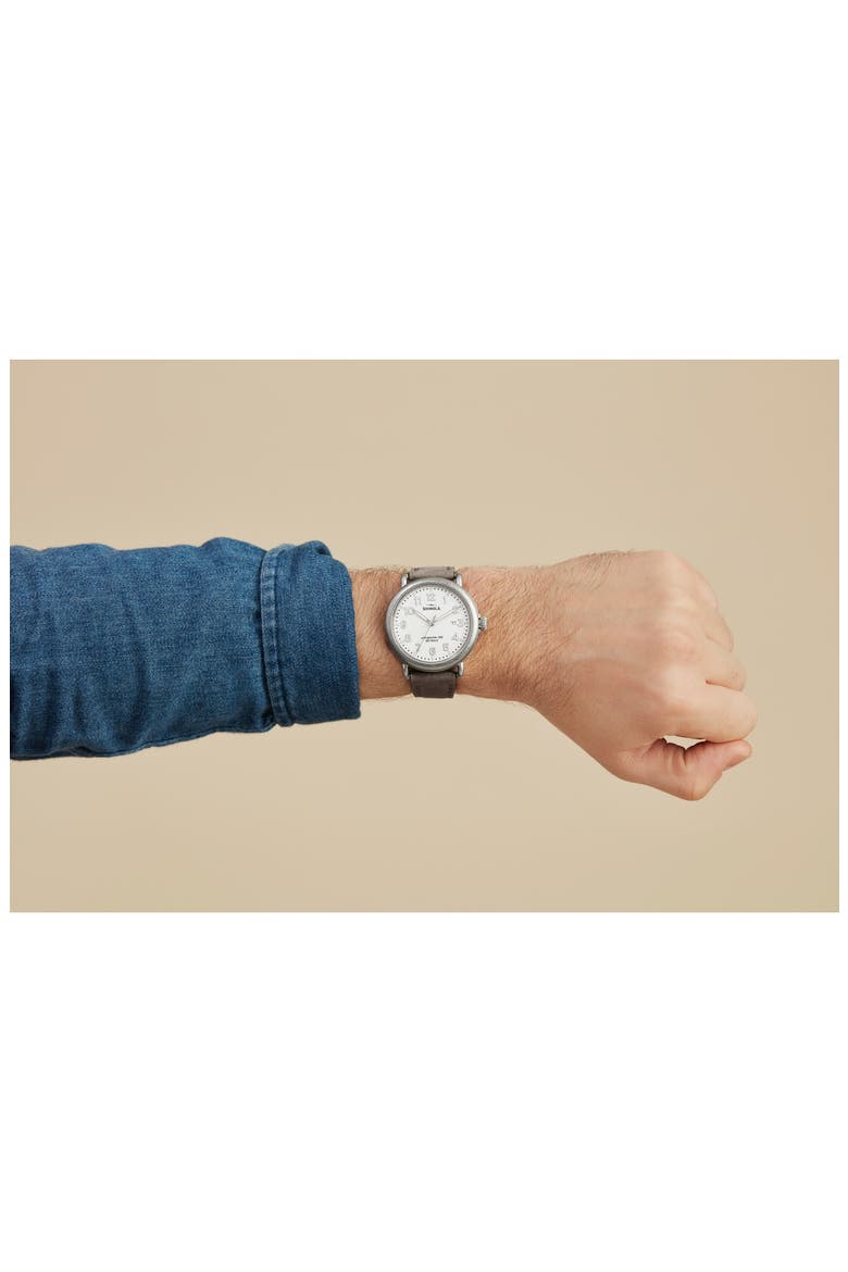 'Runwell' Leather Strap Watch, 41mm, Alternate, color, IVORY