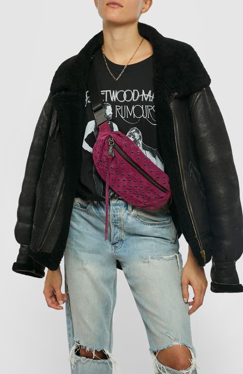 Aimee Kestenberg Milan Embellished Leather Belt Bag In Berry W/eyelets