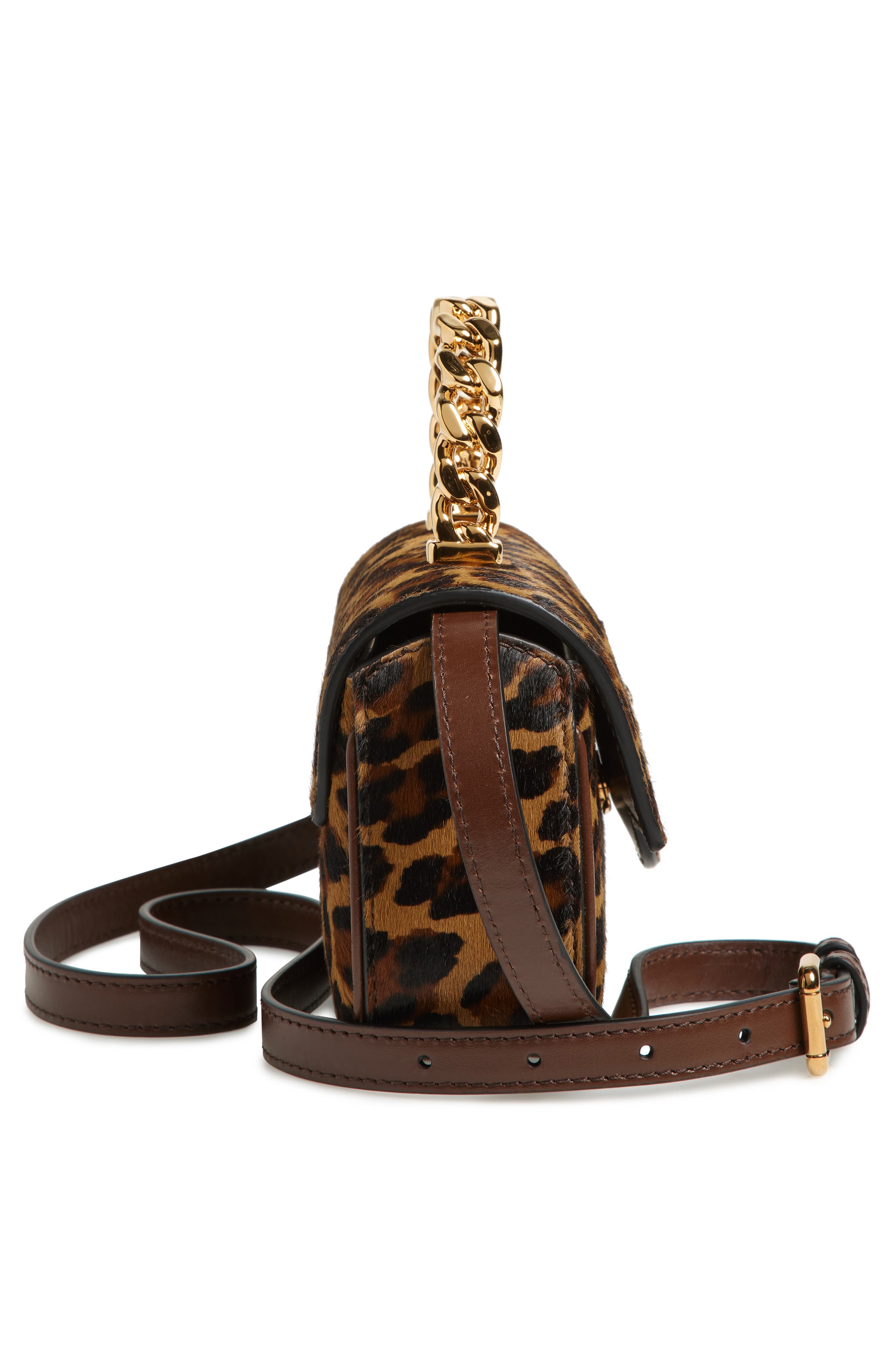 Versace Mini La Medusa Leopard Print Genuine Calf Hair Top Handle Bag, Alternate, color, 