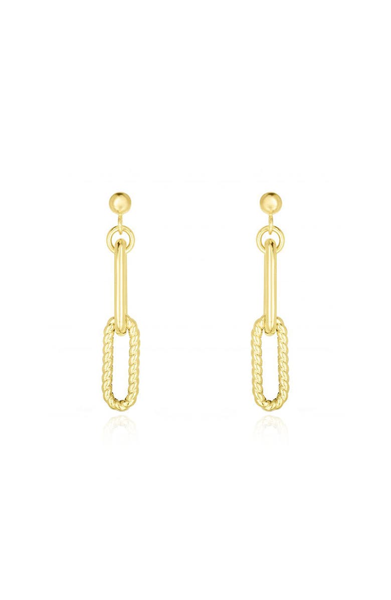 The Lovery Fine Jewelry Double Link Textured Paperclip Drop Earrings, Alternate, color, Yellow Gold