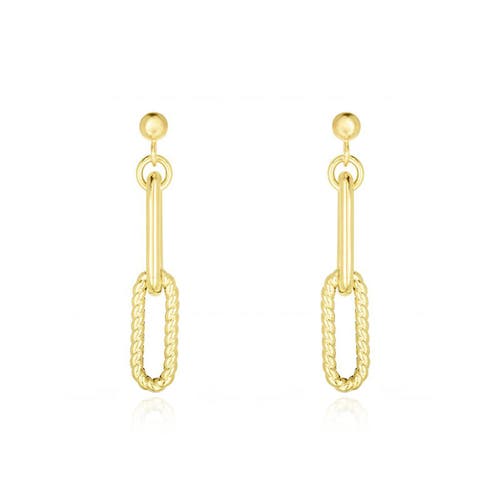 The Lovery Fine Jewelry Double Link Textured Paperclip Drop Earrings In Gold
