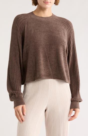 Barefoot Dreams ® Cozychic® Ultra Lite® Mock Neck Crop Sweatshirt In Brown