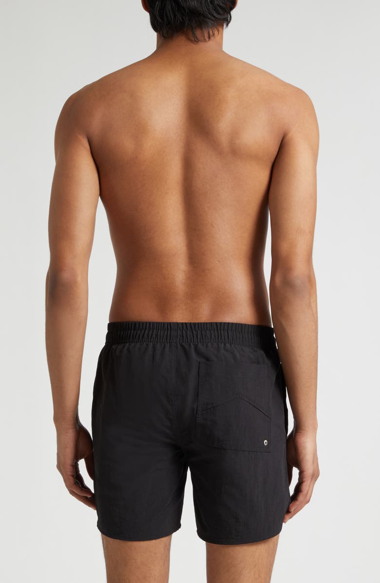 Rhude Classic Logo Nylon Swim Trunks, Alternate, color, Black/ White