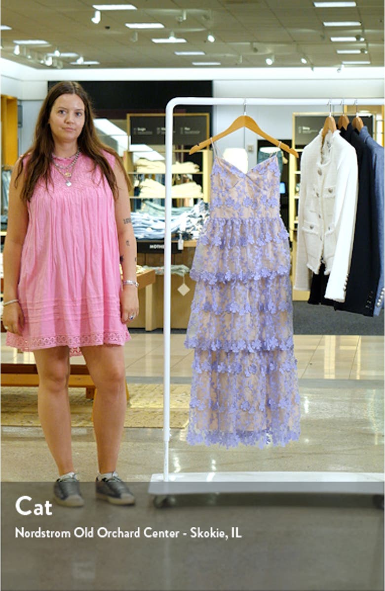 Floral Embroidered Tiered Lace Midi Dress, sales video thumbnail